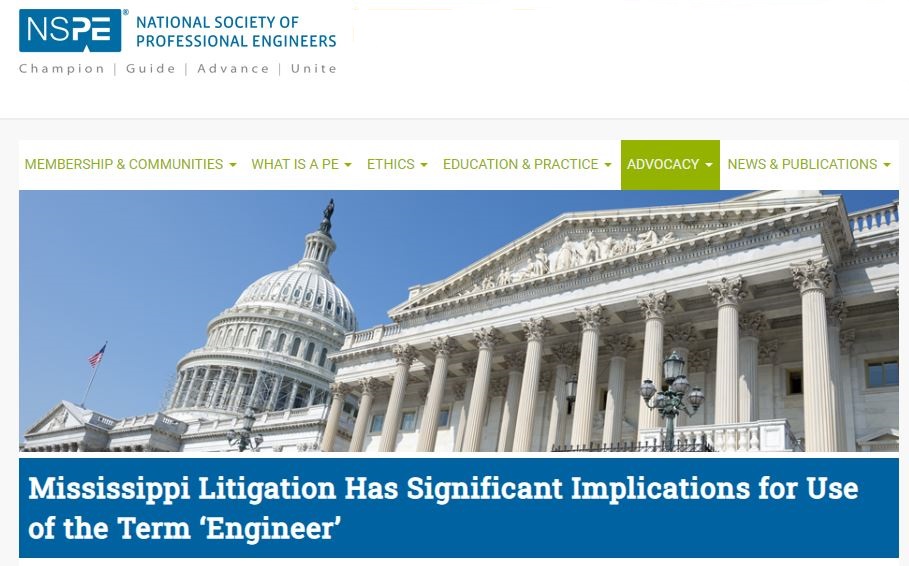 2018 NSPE Article on use of Term "Engineer"